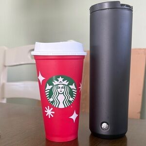 Starbucks Festive Red Cup and Matte Black Insulated Tumbler